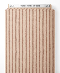 Tissu - Rayures brunes sur beige