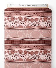 Tissu - Cercles et lignes marron