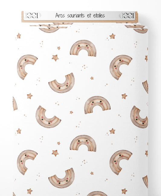 Tissu - Arcs souriants et étoiles