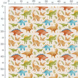 Tissu - Dinosaures et étoiles beiges