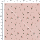Tissu - Roses roses et fleurs blanches