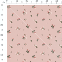 Tissu - Roses roses et fleurs blanches
