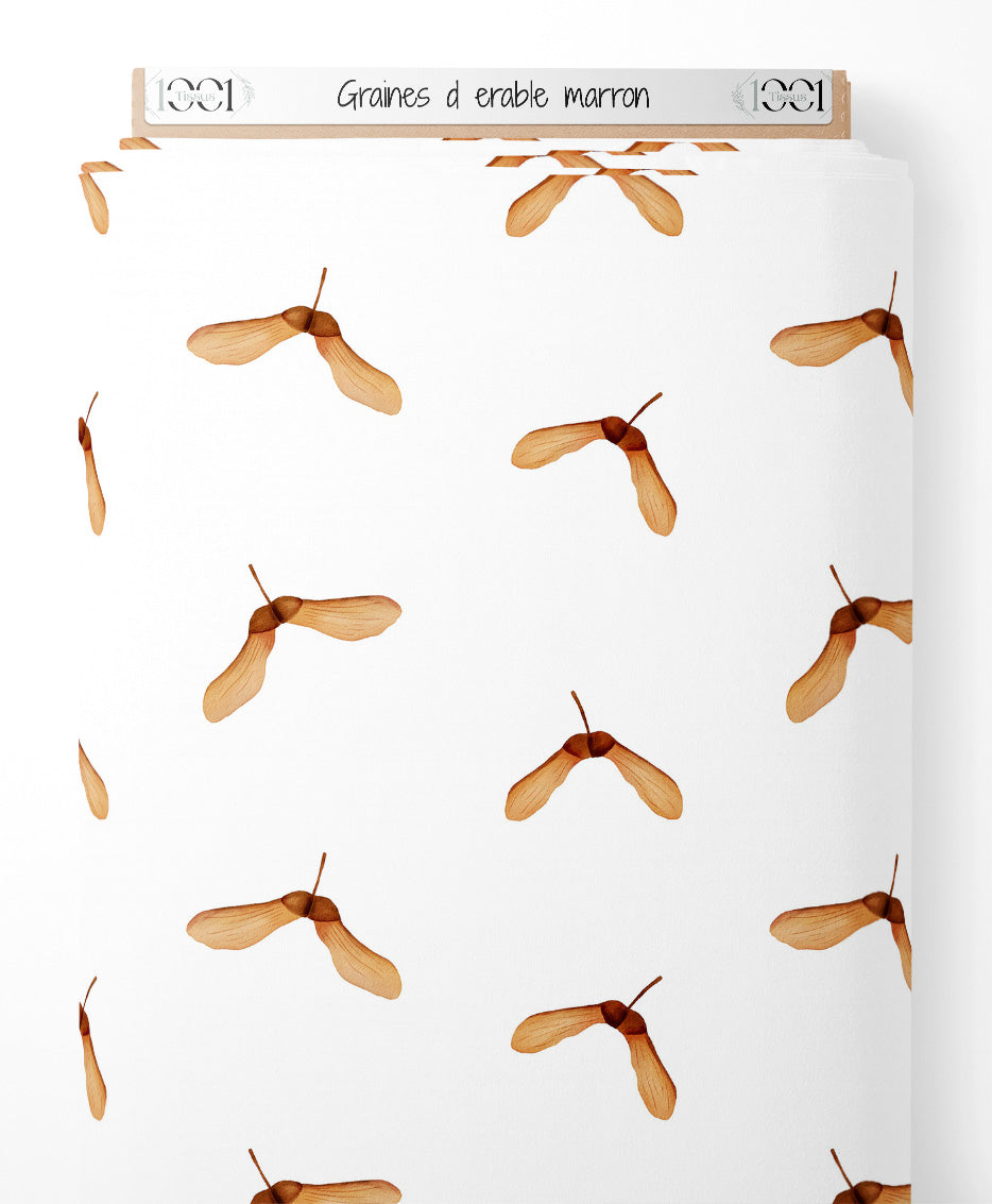 Tissu - Graines d'érable marron