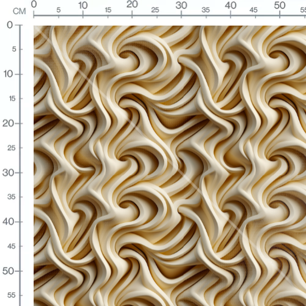 Tissu - Plis Abstraits Crème Or