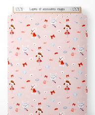 Tissu - Lapins et accessoires rouges