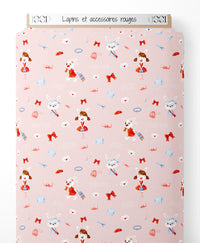 Tissu - Lapins et accessoires rouges