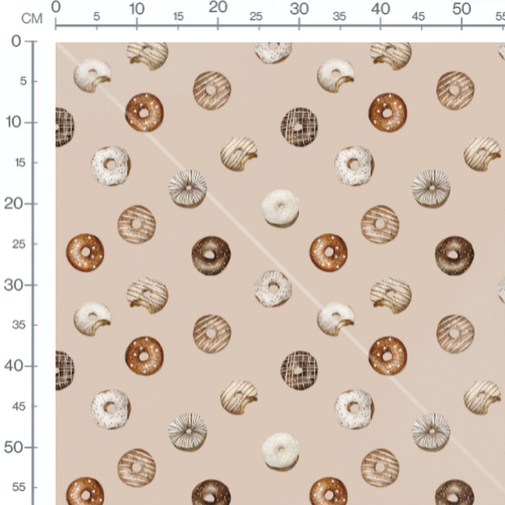 Tissu - Donuts glacés marron et crème
