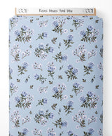 Tissu - Roses bleues sur fond bleu