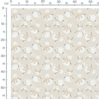 Tissu - Bonhommes neige beige sur beige