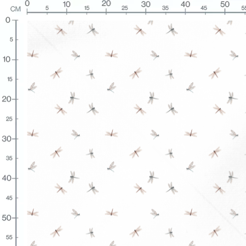 Tissu - Libellules sur fond blanc