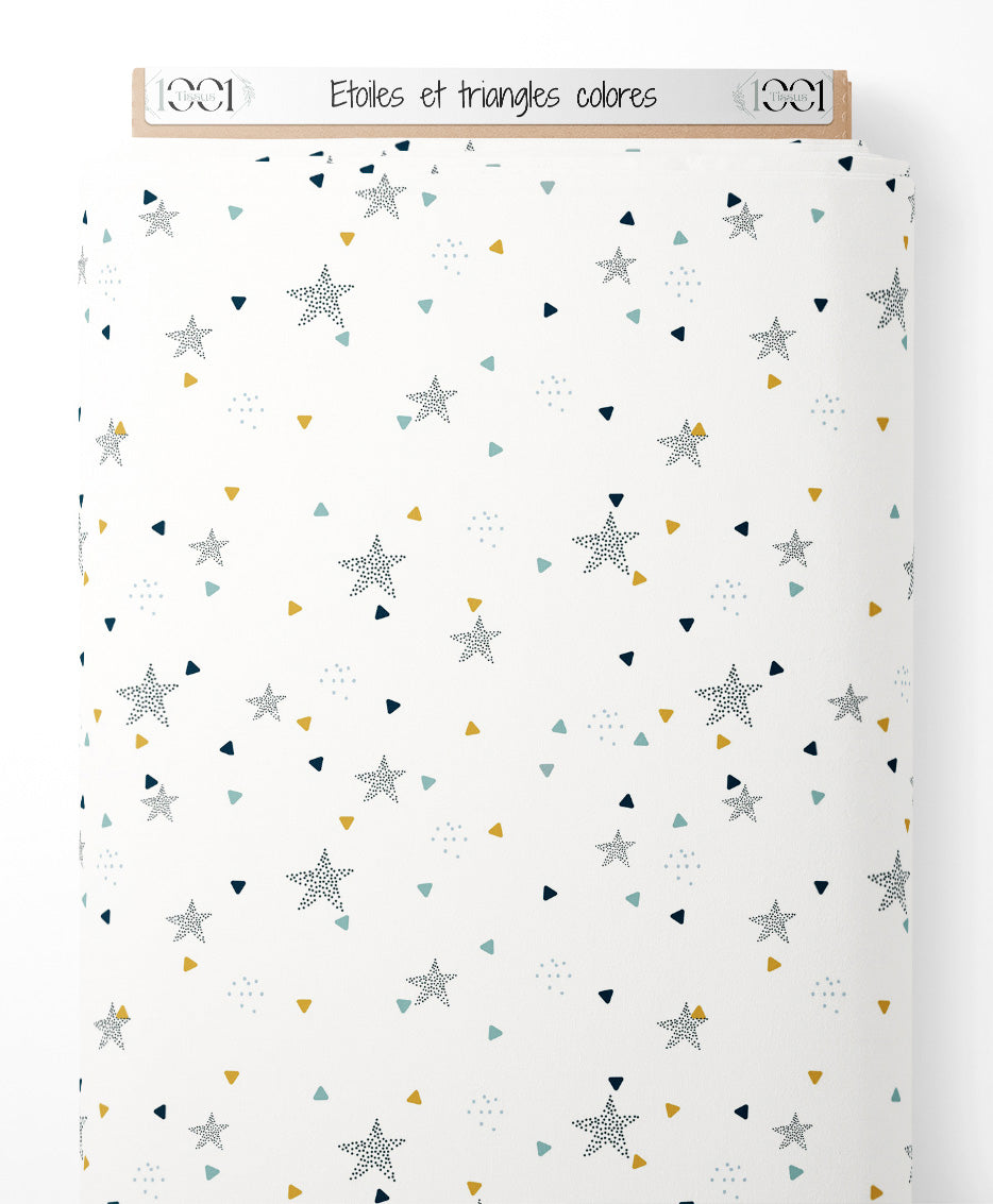 Tissu - Étoiles et triangles colorés