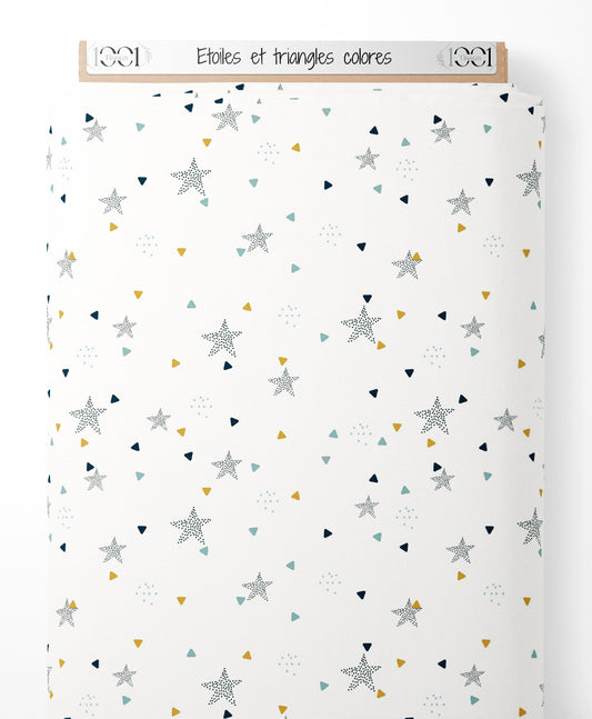Tissu - Étoiles et triangles colorés