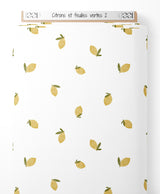 Tissu - Citrons et feuilles vertes 2