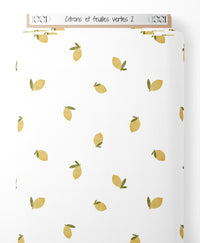 Tissu - Citrons et feuilles vertes 2