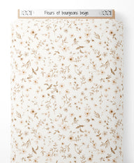 Tissu - Fleurs et bourgeons beige