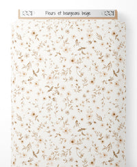 Tissu - Fleurs et bourgeons beige