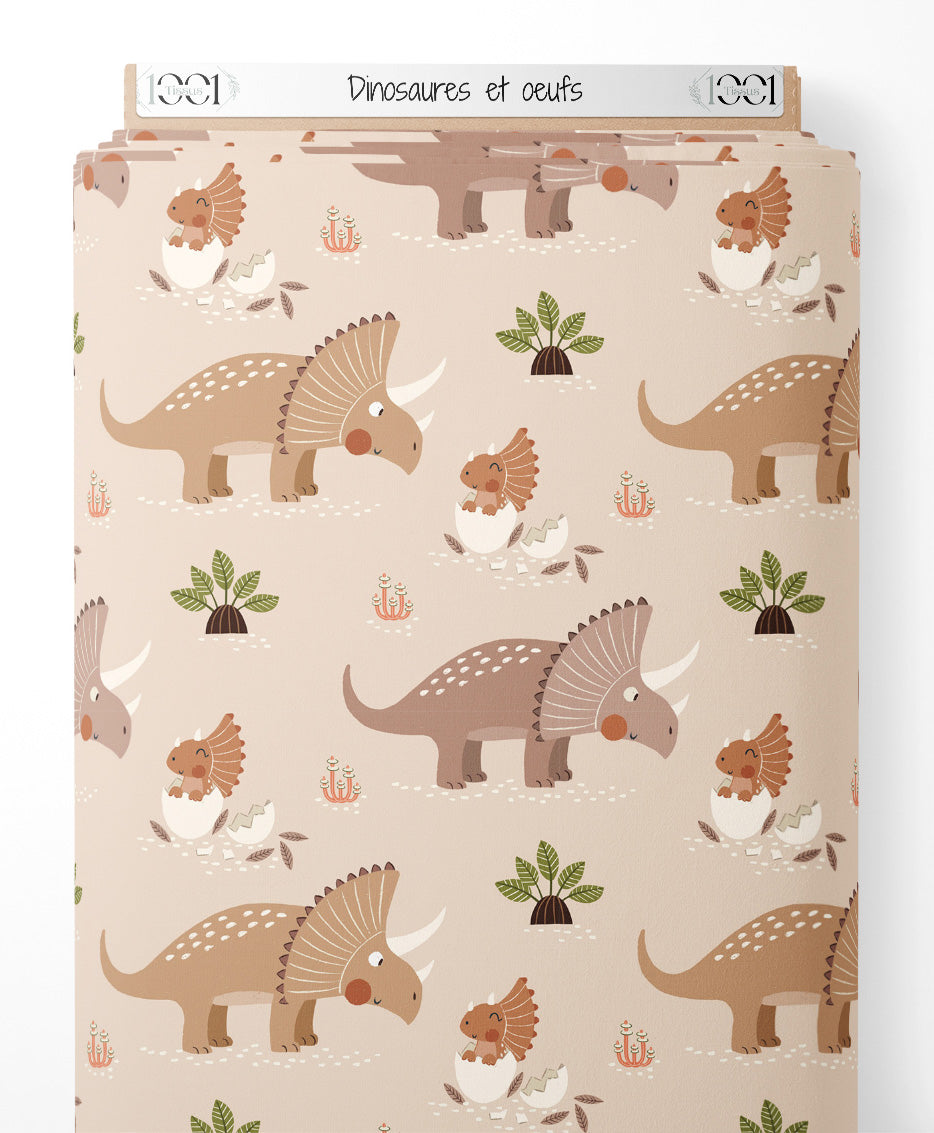 Tissu - Dinosaures et œufs