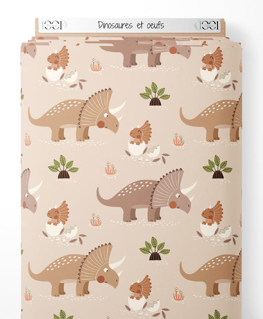 Tissu - Dinosaures et œufs