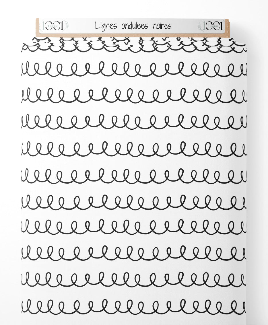 Tissu - Lignes ondulées noires