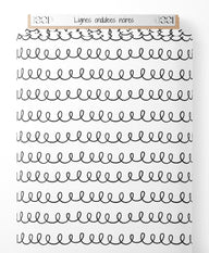 Tissu - Lignes ondulées noires