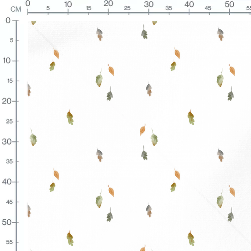 Tissu - Feuilles aquarelle sur fond blanc