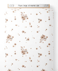 Tissu - Fleurs beige et marron clair