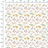Tissu - Animaux variés sur fond blanc