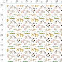 Tissu - Animaux variés sur fond blanc