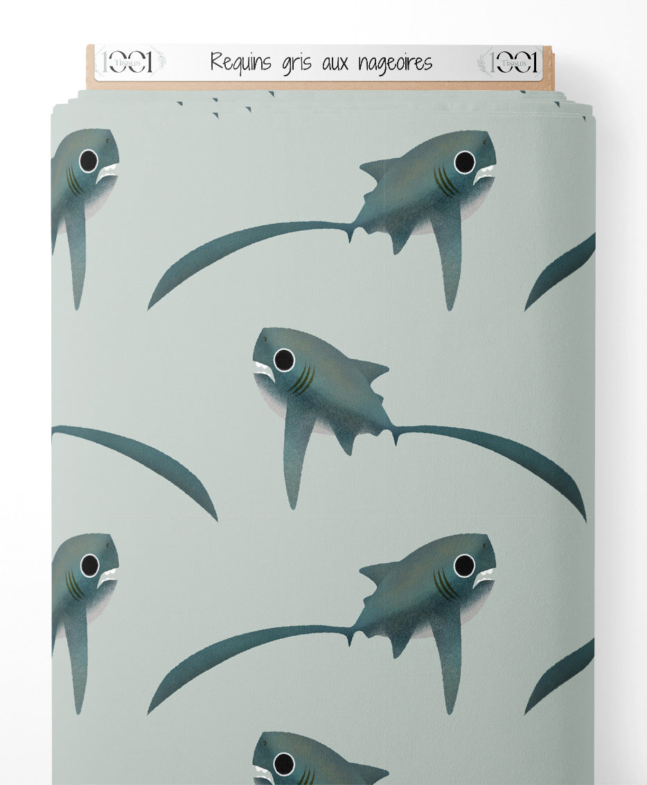 Tissu - Requins gris aux nageoires