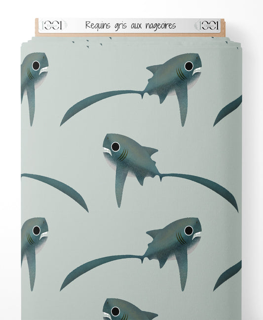 Tissu - Requins gris aux nageoires