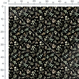 Tissu - Feuilles aquarelle sur noir