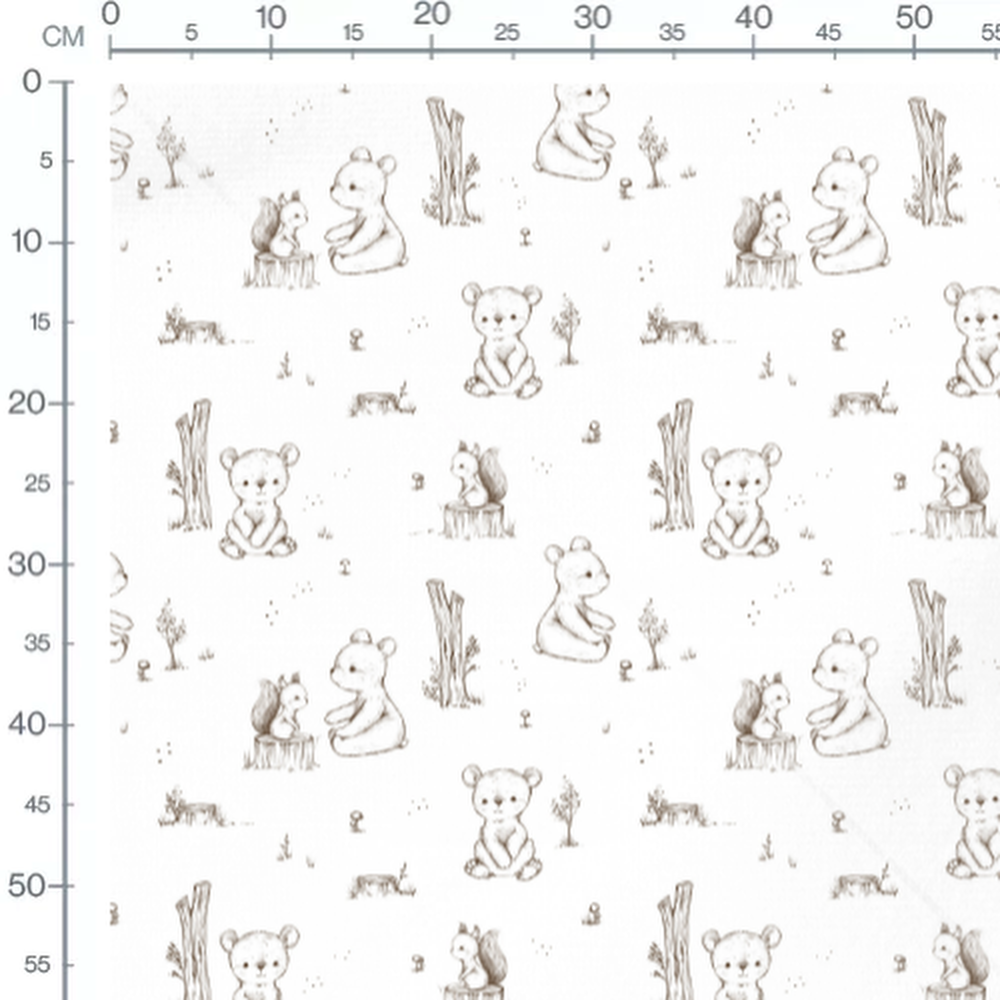 Tissu - Ours et écureuils en forêt