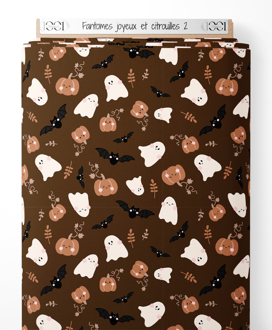 Tissu - Fantômes joyeux et citrouilles 2