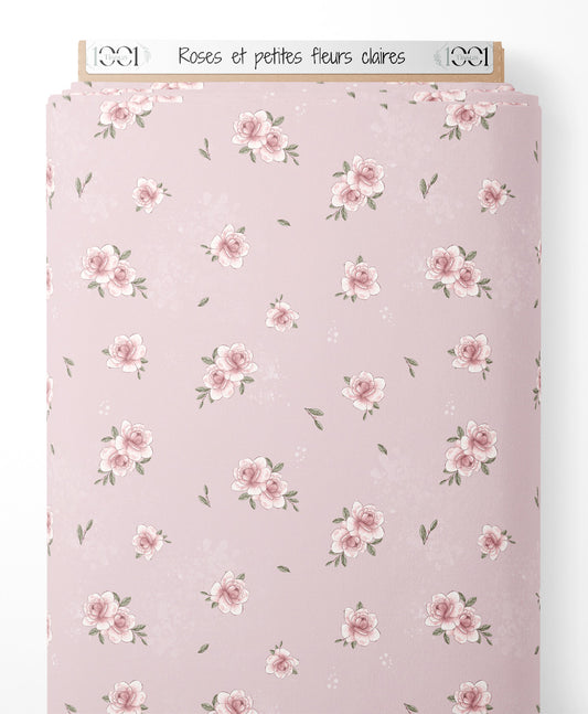 Tissu - Roses et petites fleurs claires