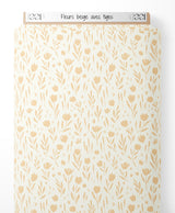Tissu - Fleurs beige avec tiges