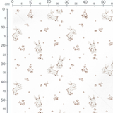 Tissu - Lapins gris et fleurs délicates