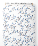 Tissu - Roses bleues et feuilles brunes