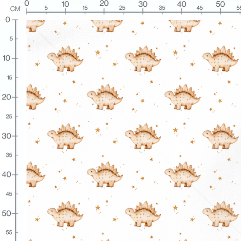 Tissu - Dinosaures et étoiles marron