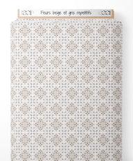 Tissu - Fleurs beige et gris répétitifs