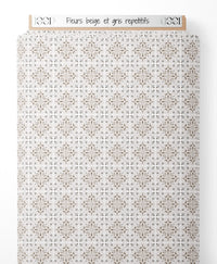 Tissu - Fleurs beige et gris répétitifs