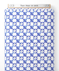 Tissu - Fleurs bleues en cercle