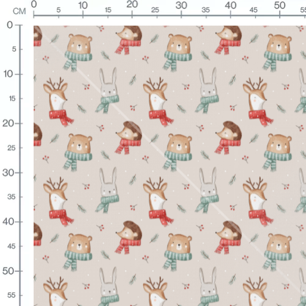 Tissu - Animaux écharpes sur fond beige