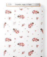 Tissu - Coccinelles rouges et fleurs