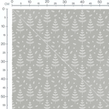 Tissu - Feuilles blanches sur gris