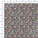 Tissu - Fleurs variées sur fond gris 2
