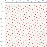 Tissu - Fraises rouges et feuilles vertes