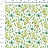 Tissu - Lézards verts et feuillages