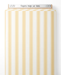 Tissu - Rayures beige sur blanc