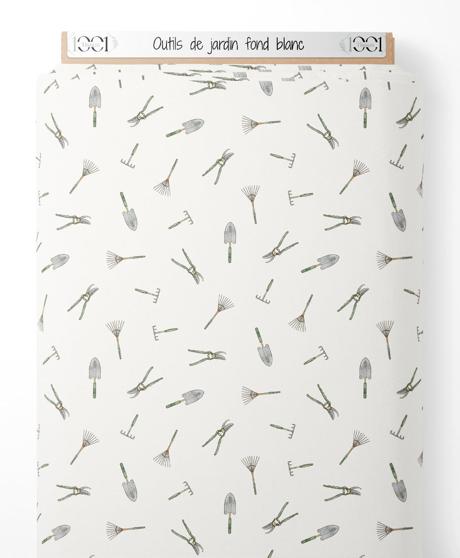 Tissu - Outils de jardin sur fond blanc