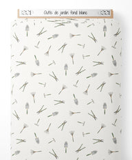 Tissu - Outils de jardin sur fond blanc